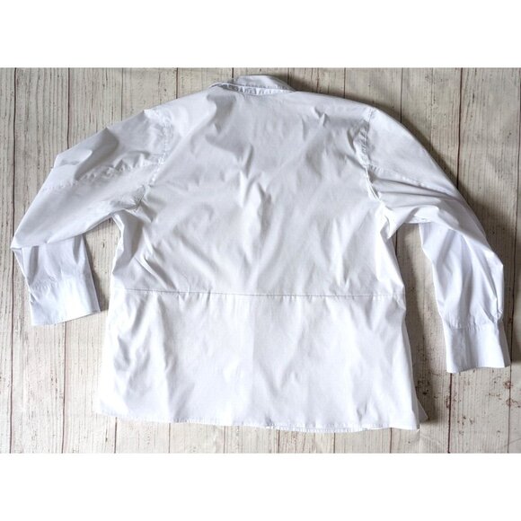 Zac &Rachel Woman Shirt White Peplum Lond Sleeves Button Up Cotton Blend Size 2X - Picture 4 of 11